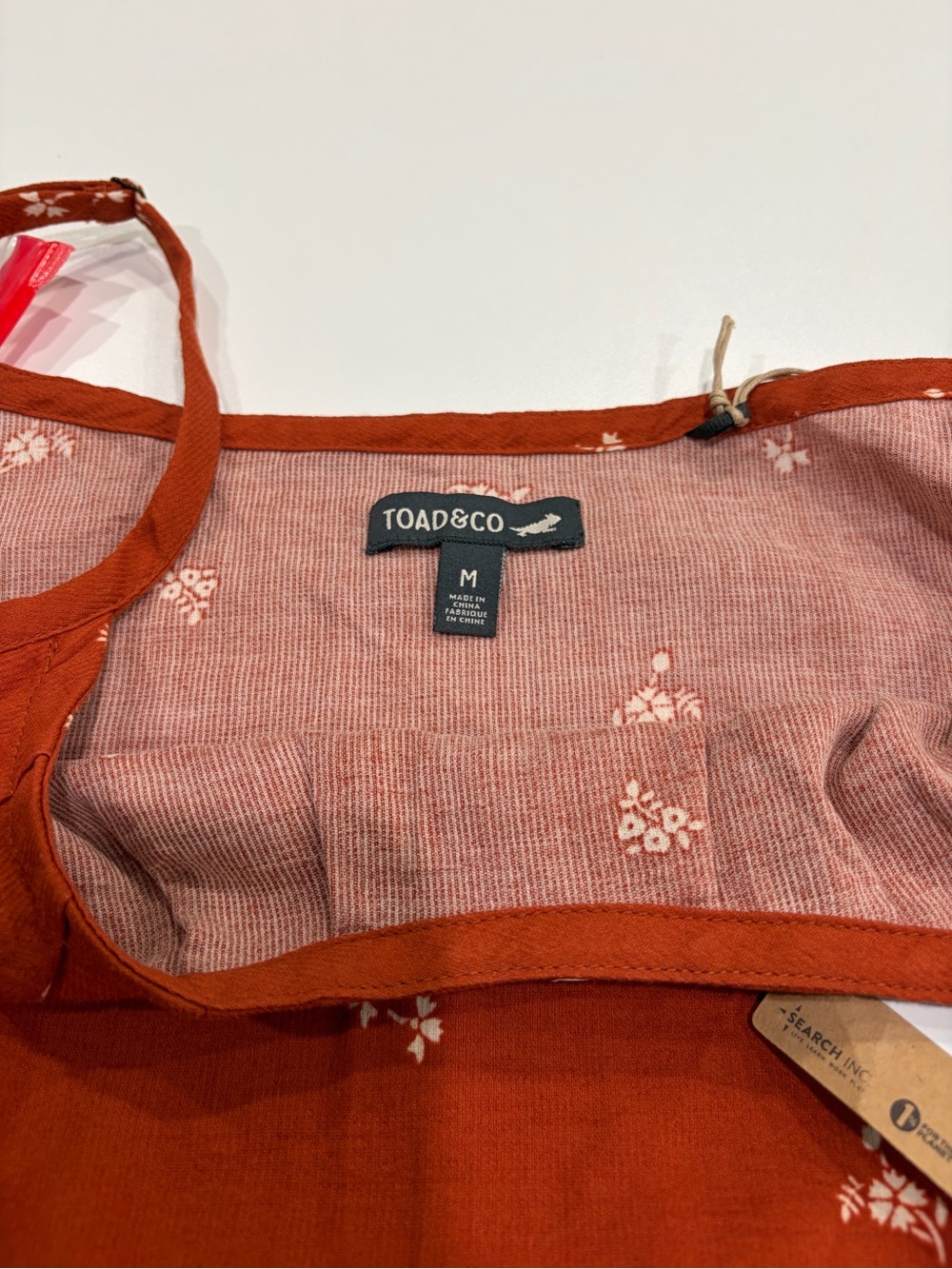 Toad&Co Women's Medium Manzana Tank Rust Pattern NWT Crop Organic Cotton No Iron - Picture 5 of 7